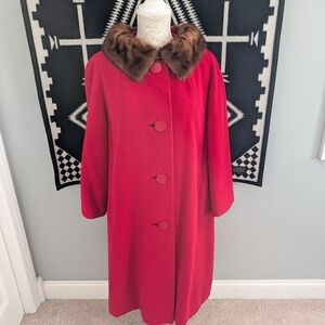🥰 Vintage 1960's Exclusive Quality Cashmere & Mink Fur Lined Button Up Trench L